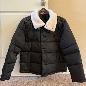 Noize Black Puffer Jacket with Gray Accents